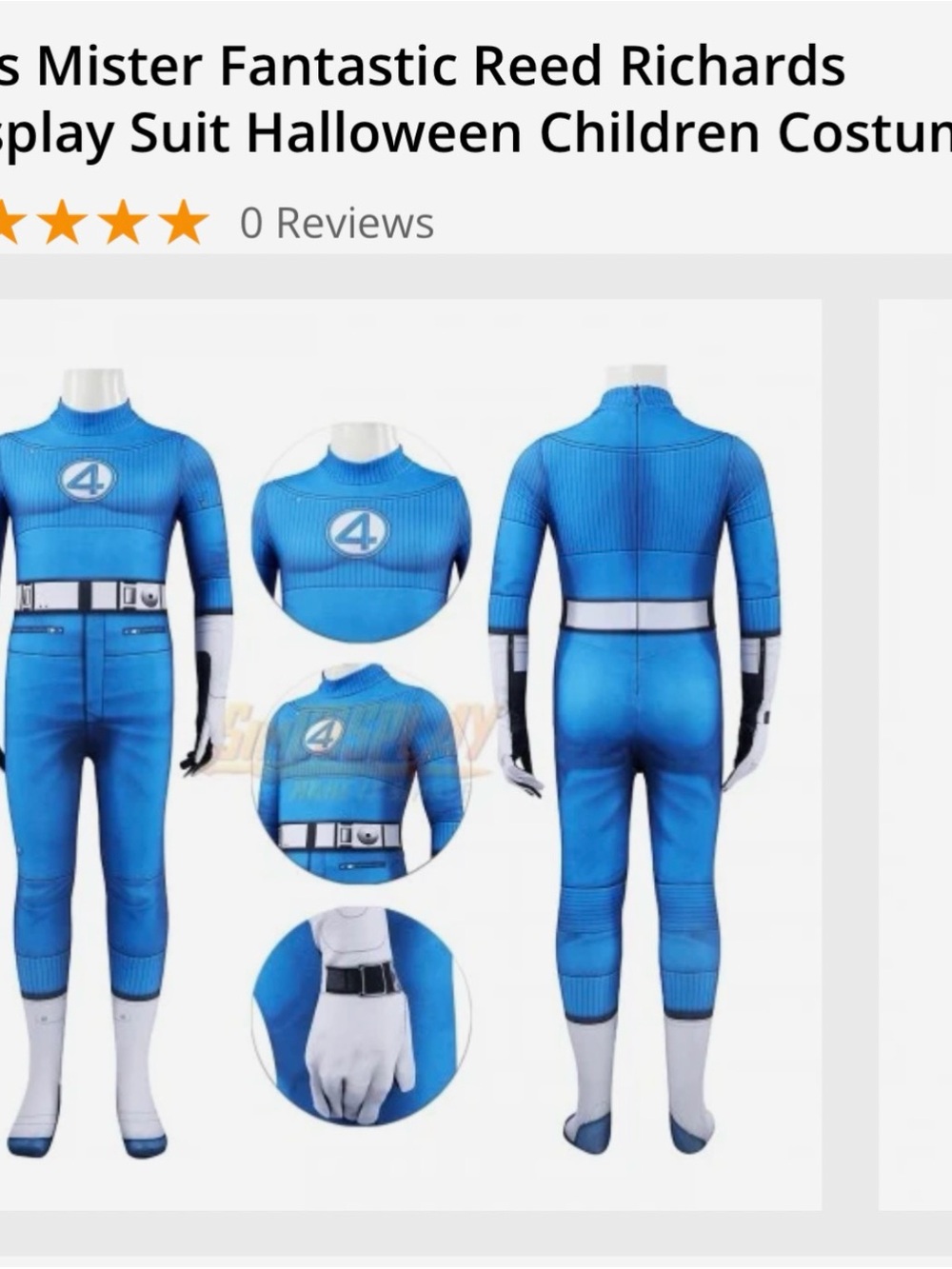 Kids Blue Superhero Costume - Fantastic Four Style